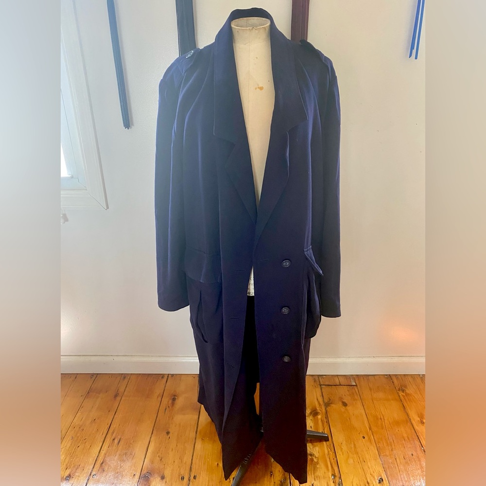 Vintage 80s navy blue Japanese trench coat